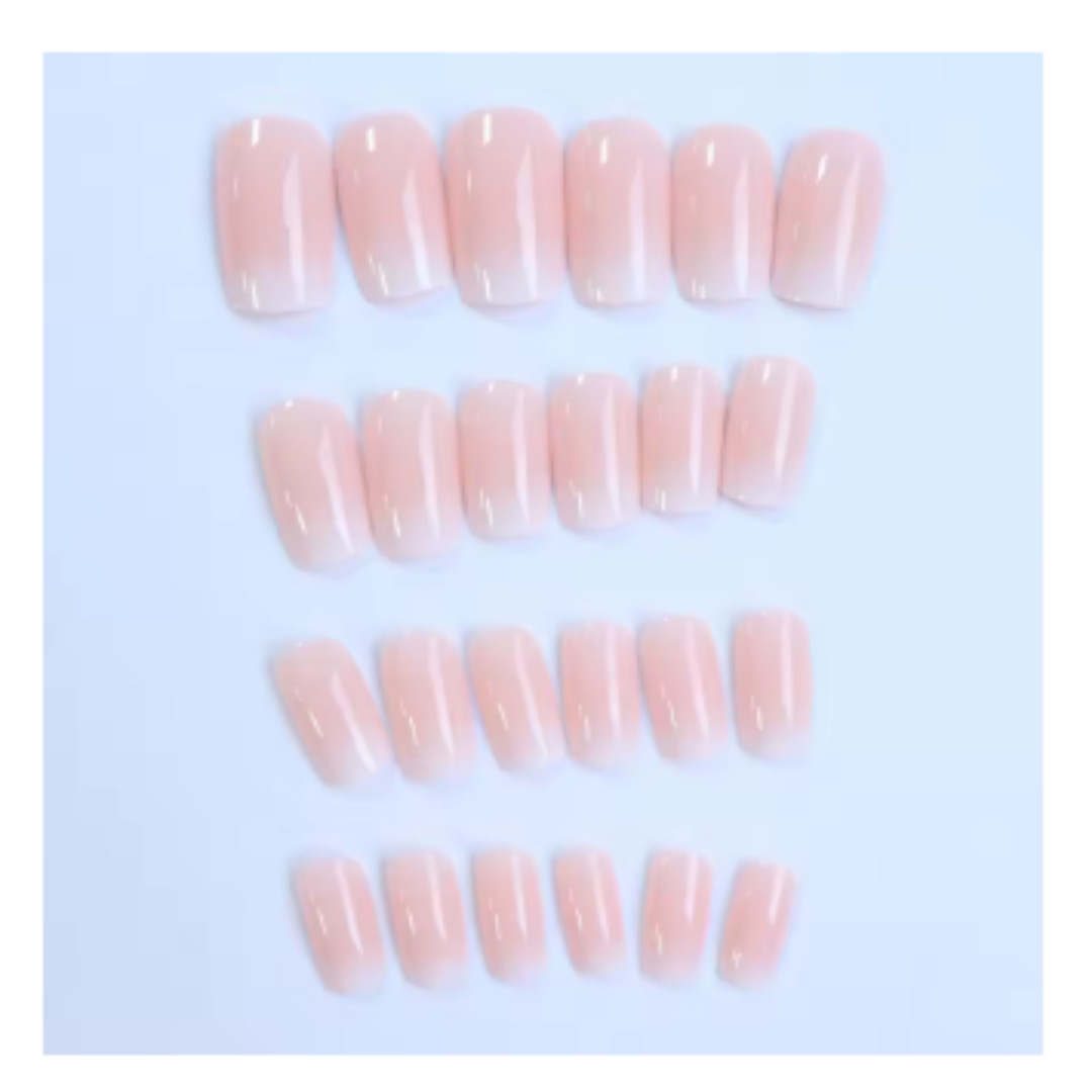 24pcs Glossy Pink Press-On Nails – Medium Square Full Cover Fake Nails