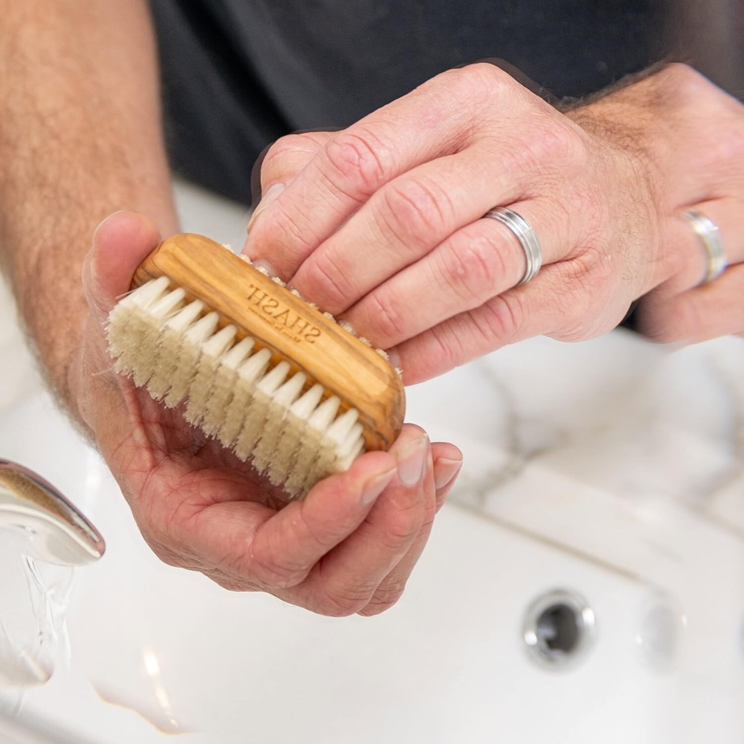 Luxurious KELLER 100% Boar Bristle Nail Brush – Clean and Buff for Glossy Hands