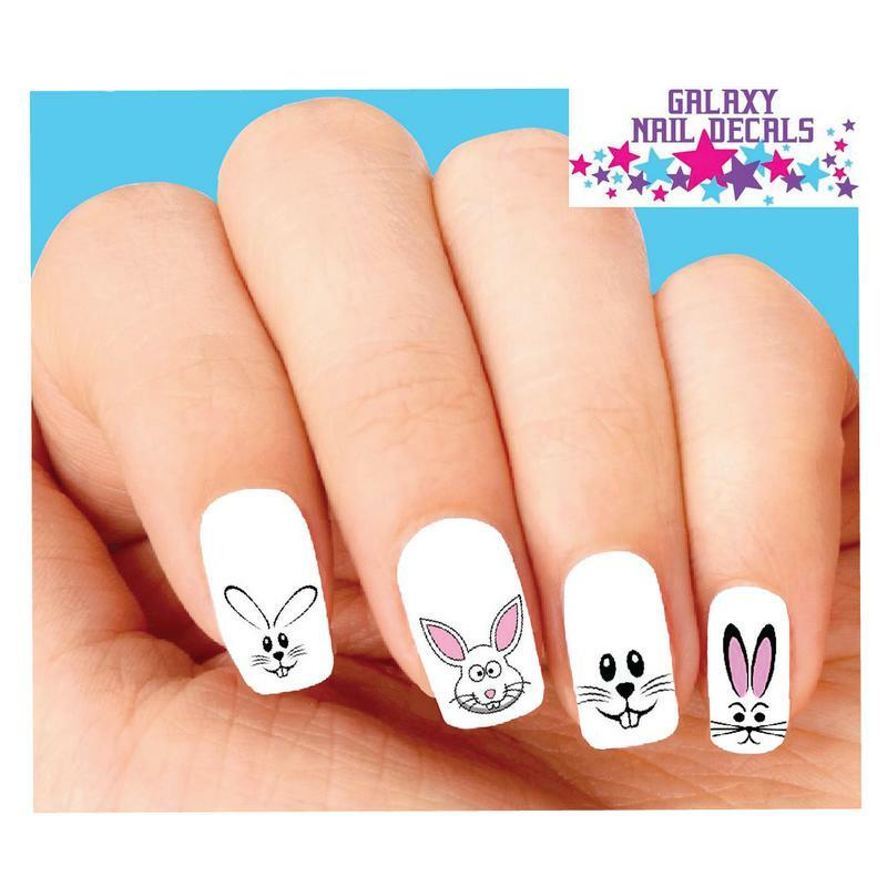 Waterslide Nail Decals – Set of 20 Easter Bunny faces Assorted