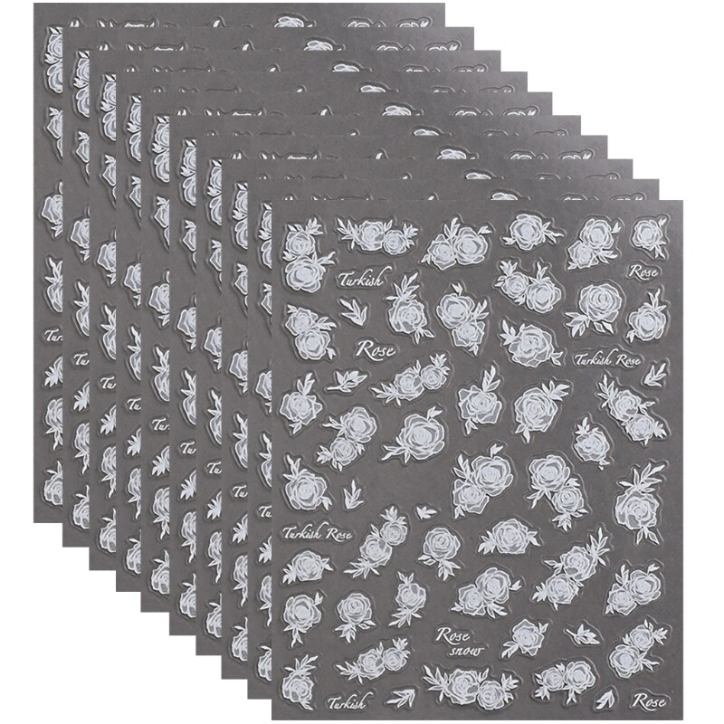 10 Sheets Flower Stickers Self-Adhesive Nails Decals Nails Art Stickers