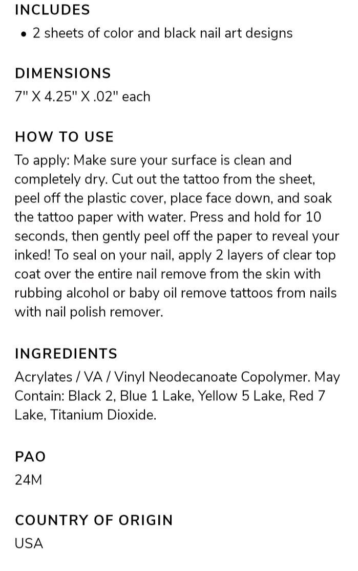 Inked By Dani Temporary Nail Art Tattoos for skin & nails 95 temporary tattoo
