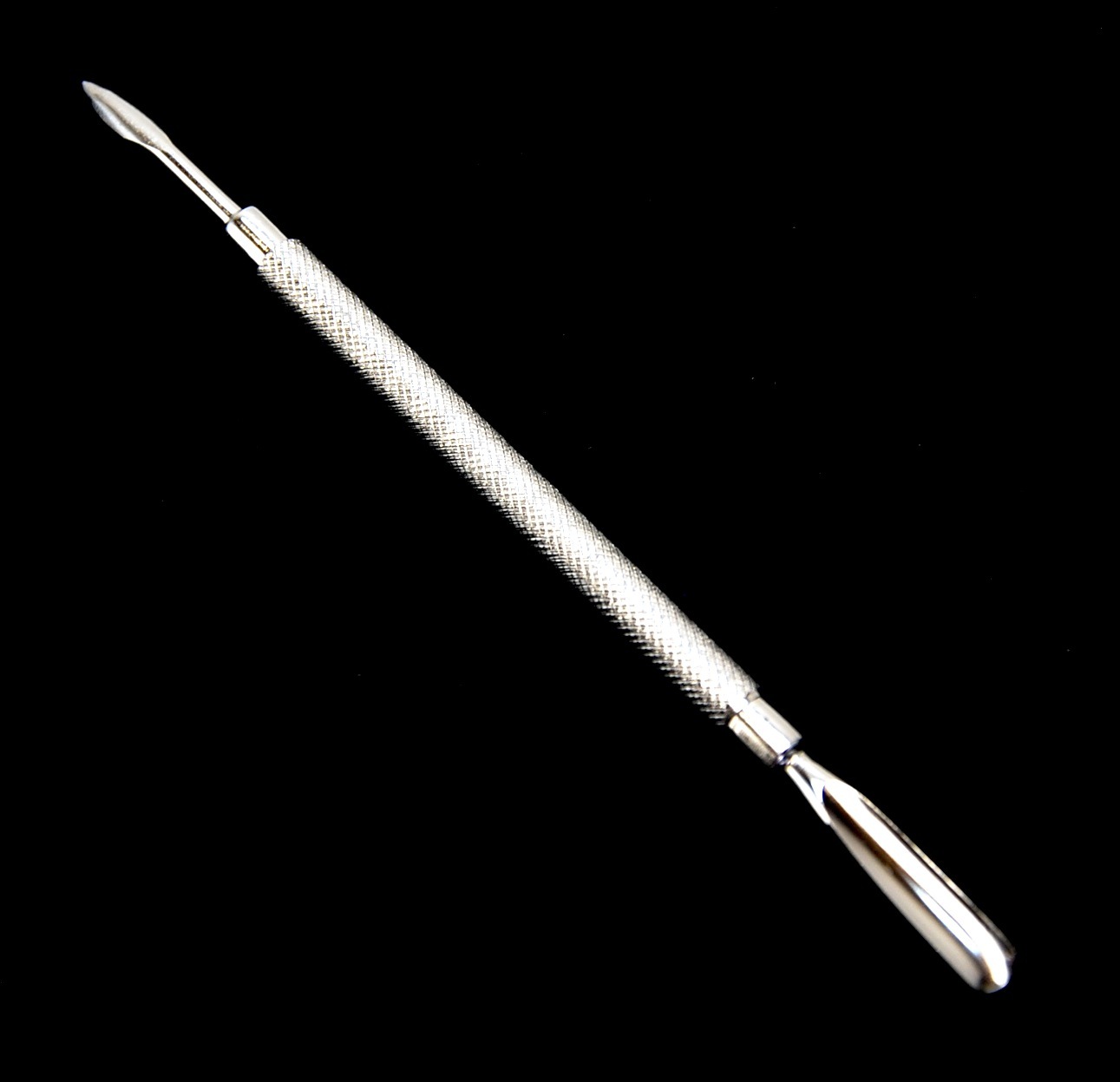 STAINLESS STEEL CUTICLE PUSHER WITH NARROW SPOON REMOVER