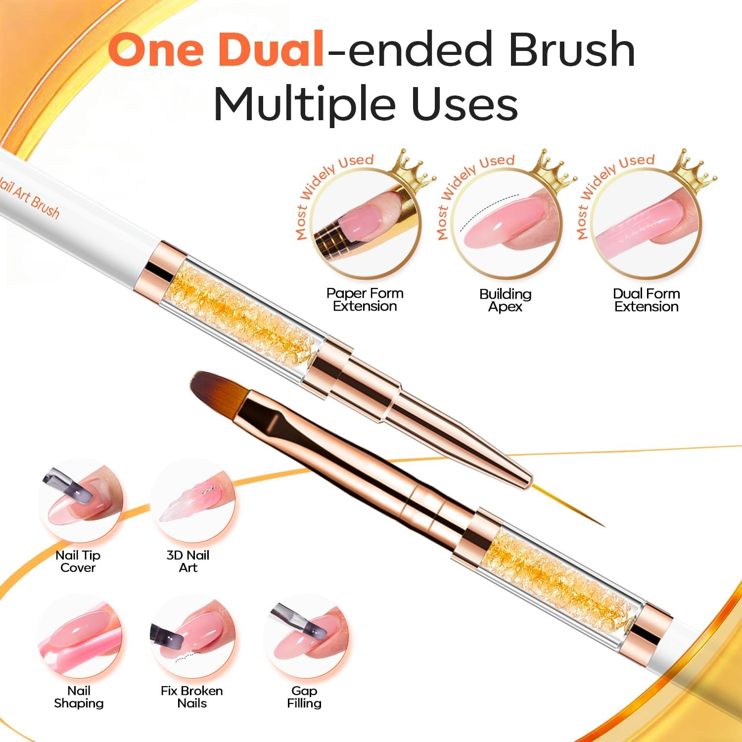 2PCS Dual Ended Builder Gel Brush for Nail Extension French Tip Brush Liner H…