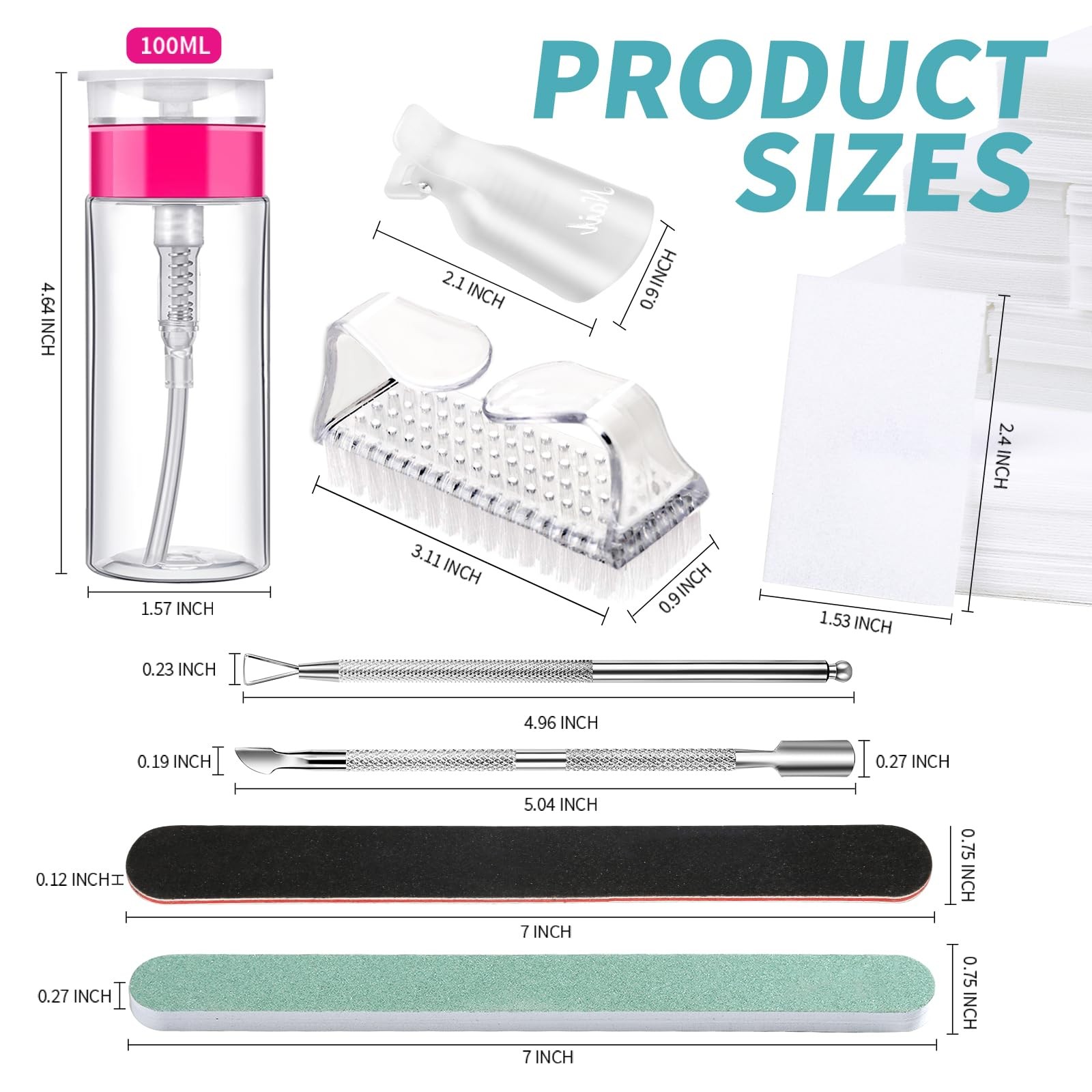 FANDAMEI Nail Polish Gel Remover Tools Kit, 10 Pcs 516 Piece Set, B-Clear