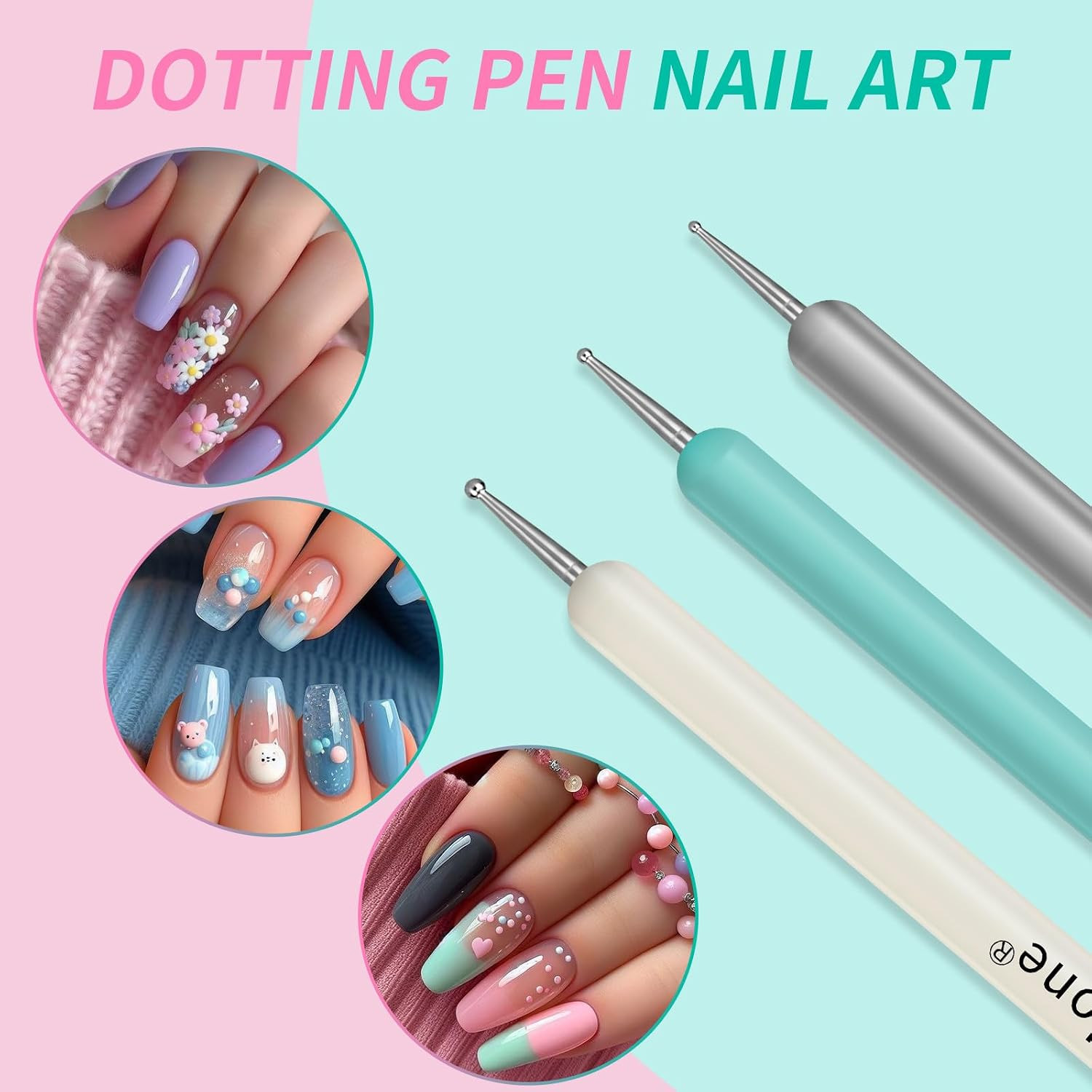 Nail Dotting Tools Double-Ended Nail Art Brushes Kit Nail Art Gel Polish Liner B