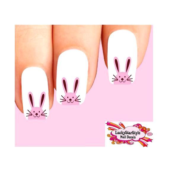 Waterslide Easter Nail Decals Set of 20 – Pink Bunny Face