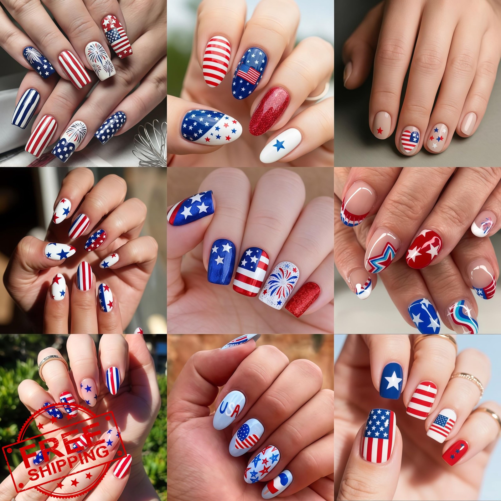 CnSybaris 4th July Nail Stickers flag balloons