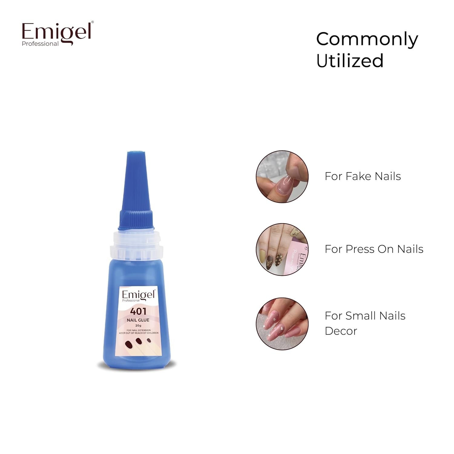 Emigel Professional Nail Glue for Artificial Nail Extensions Secure Nail 401-20g
