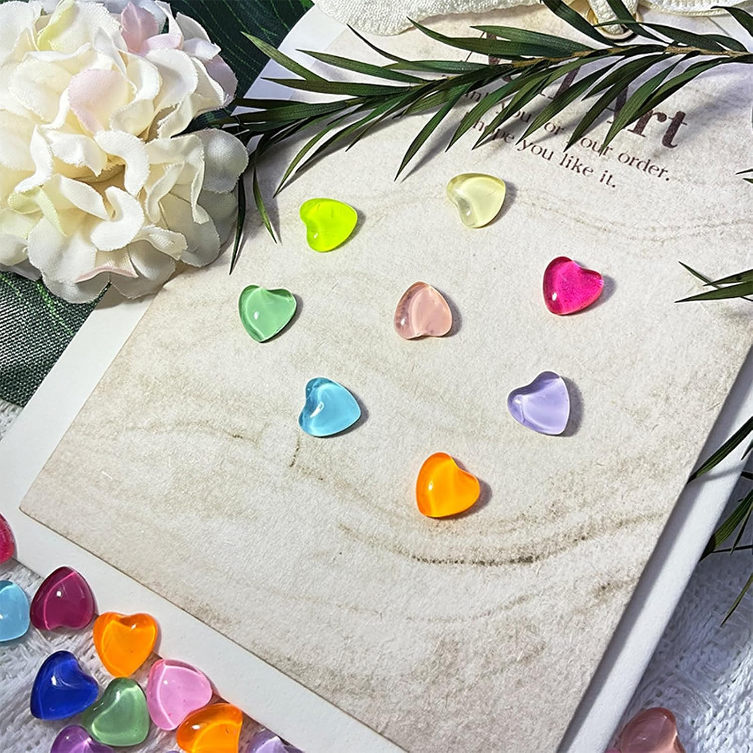 100Pcs Heart Nail Charms Mixed Colors Kawaii Nail Charms 3D Resin Love Hearts Rh