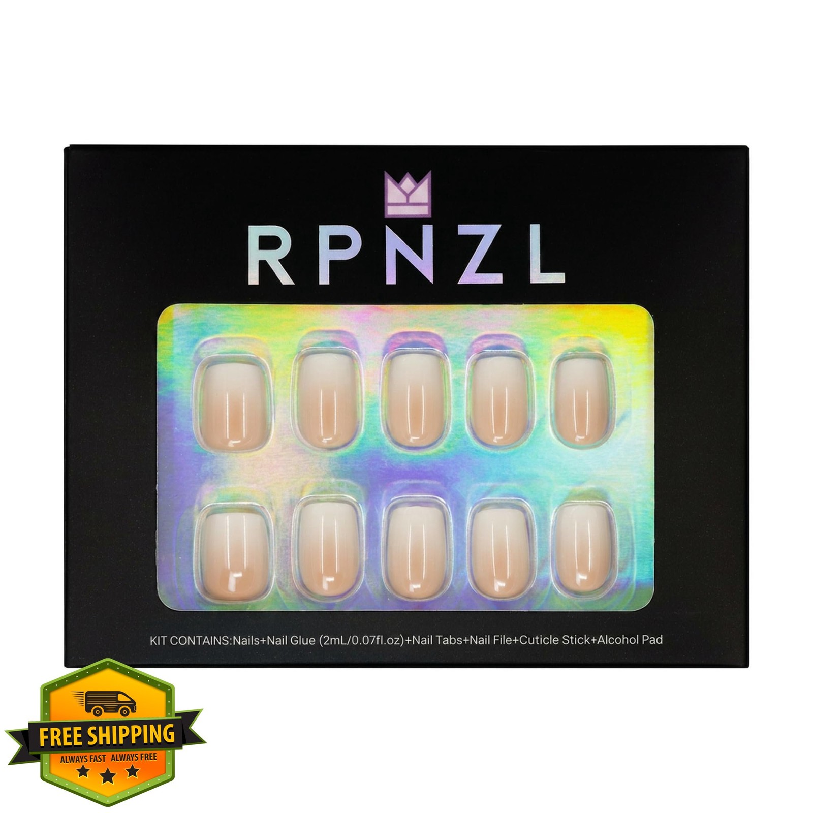 RPNZL Peach Short Square Ombre French Tip Nails 32
