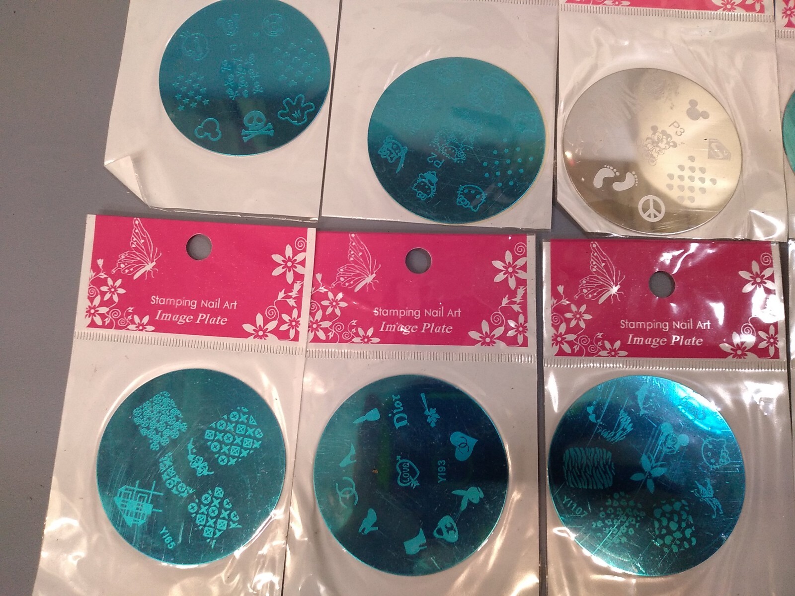 Lot of 10 Stamping Nail Art Image Plates Hello Kitty Mickey Mouse Etc Designs