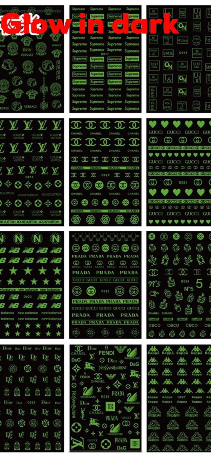 10pcs/set White Glow in The Dark Nail Decal – Stickers for Nail Art