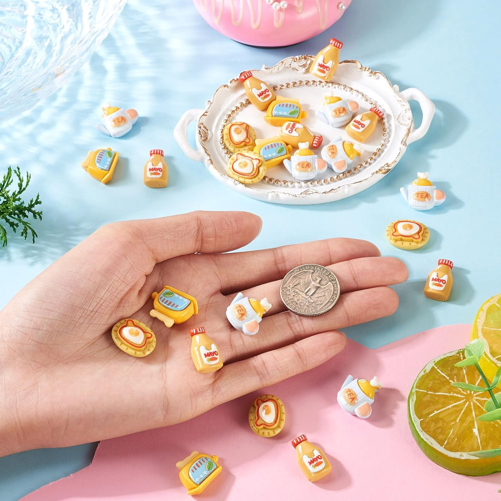 Resin Food Fruit Cabochons Kit 40 Pieces Flatback Accessories for Jewelry Crafts