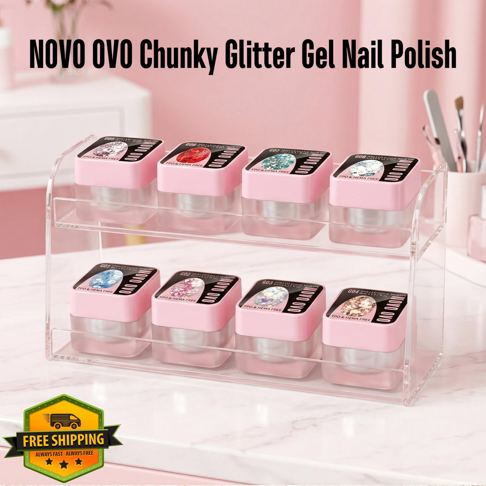 NOVO OVO G04 Champagne Toast glitter gel