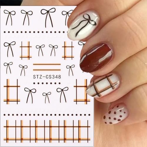 6 Sheets Christmas Nail Stickers for Nail Art 3D Self-Adhesive Xmas Bow Hp-6