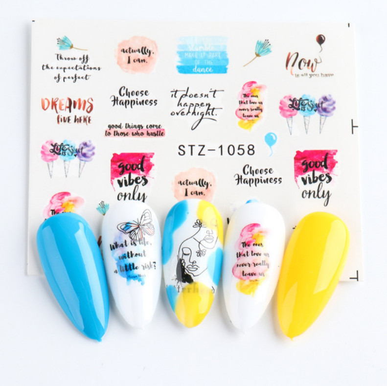 Nail Art Sticker Water Decals Transfer Art Word Alphabet Letters NS8