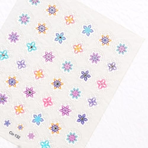 5D Embossed Nail Art Stickers, Bohemia Flower Rhinestone Retro Style 6