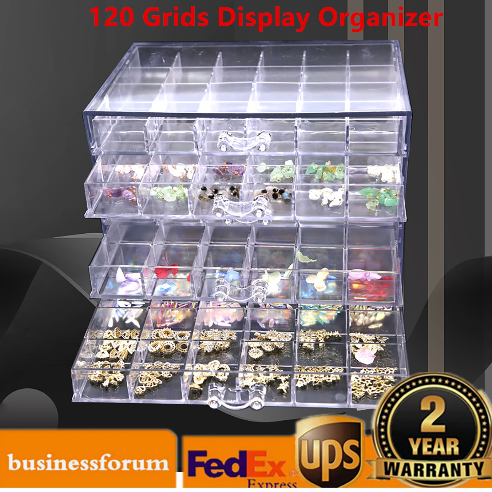 5 Layers Nail Art Supplies Display Organizer 120 Grids Nail Art Storage Box