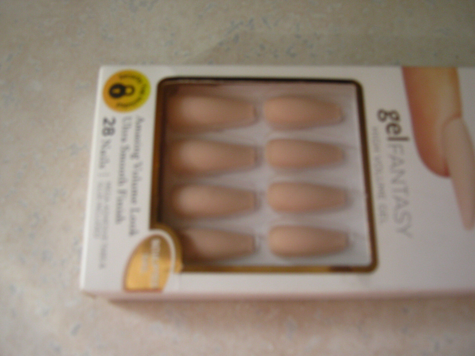 1 Kiss Gel Fantasy KGFS01 28 LONG Nails Brown Tan Coffin Stiletto 79955