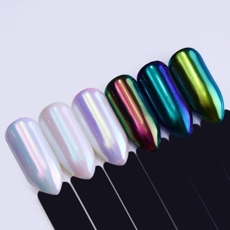 Nail Powder AURORA UNICORN Neon AB RAINBOW Colours CHROME Mirror Effect Nails UK