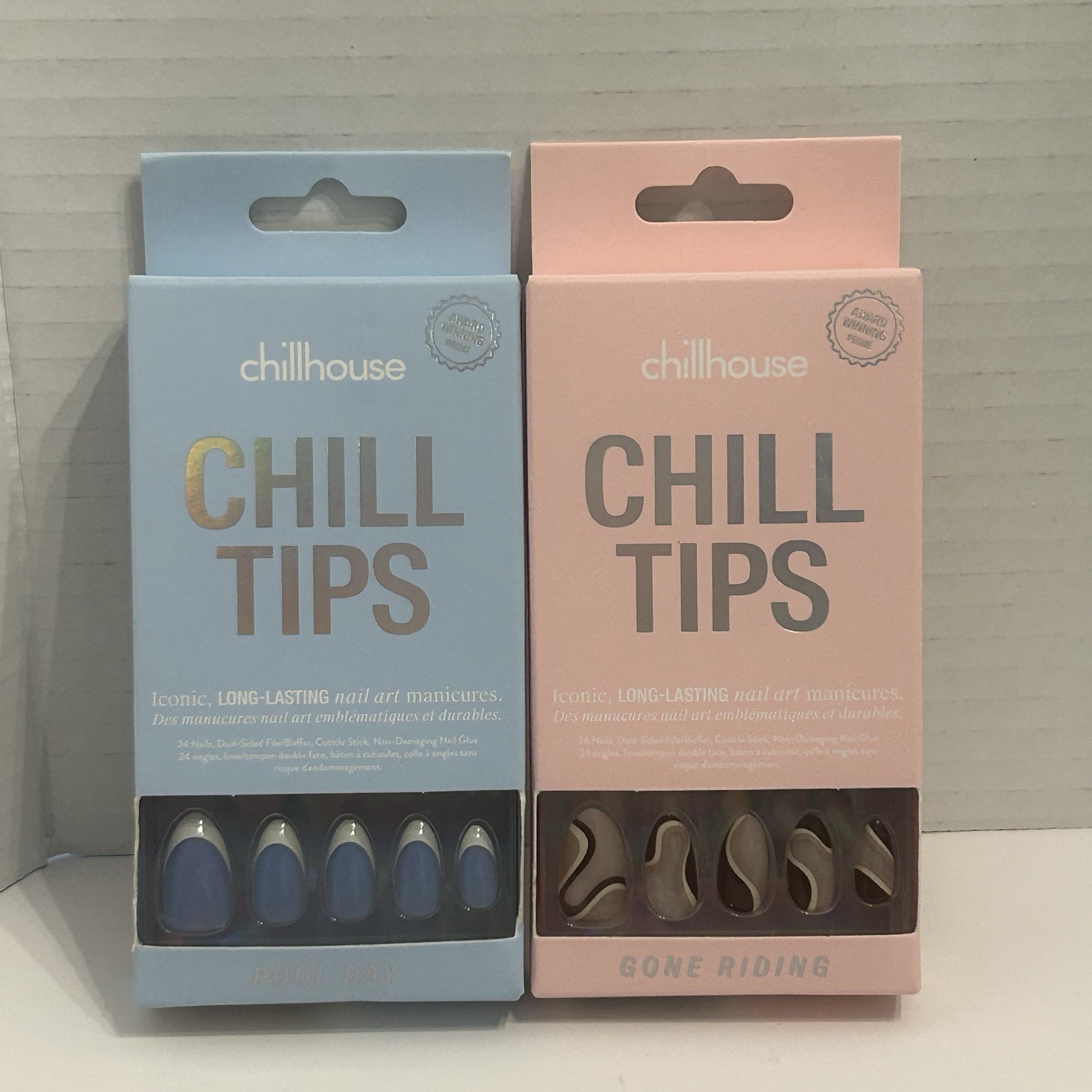 New Lot Of 2 Chillhouse Chill Tips Nail Art Press-Ons Gone Riding Pool Day