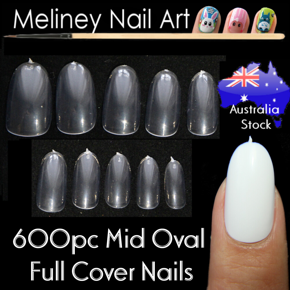 600Pc Mid Oval Length Full Cover Nails Round Tips Fake False nail Art