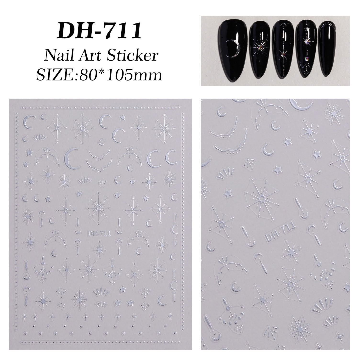 2 Sheets Star Nail Stickers Gold Silvery Nail Art Decals Moon Nails Supplies …