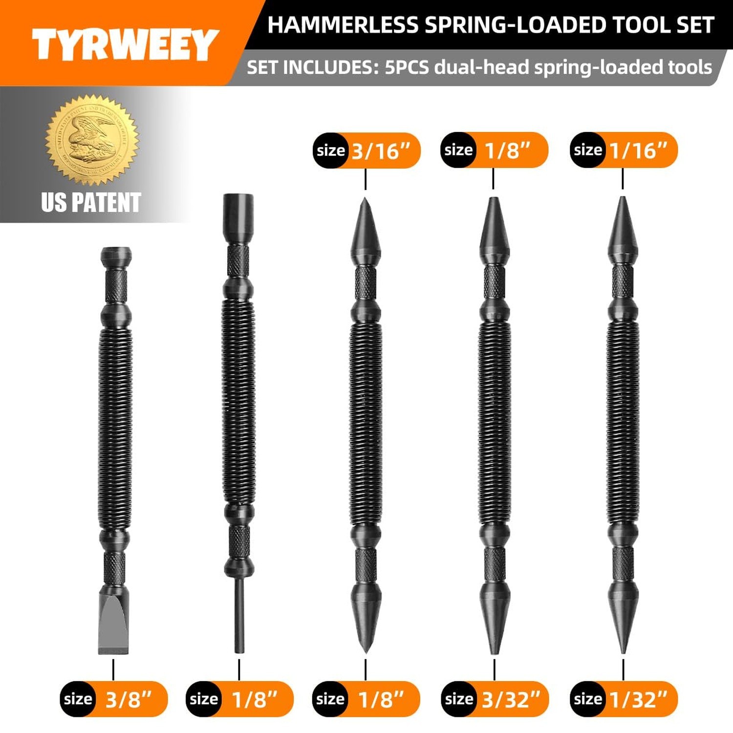 5-Piece Nail Setter Dual Head Nail Set & Dual Head Center Punch & Hinge Pin R…