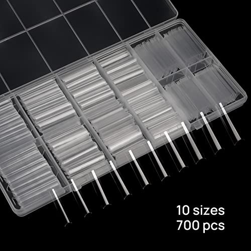 700pcs Square Nail Tips No C Curve Clear Straight 700pcs No C Curve Nail Tips