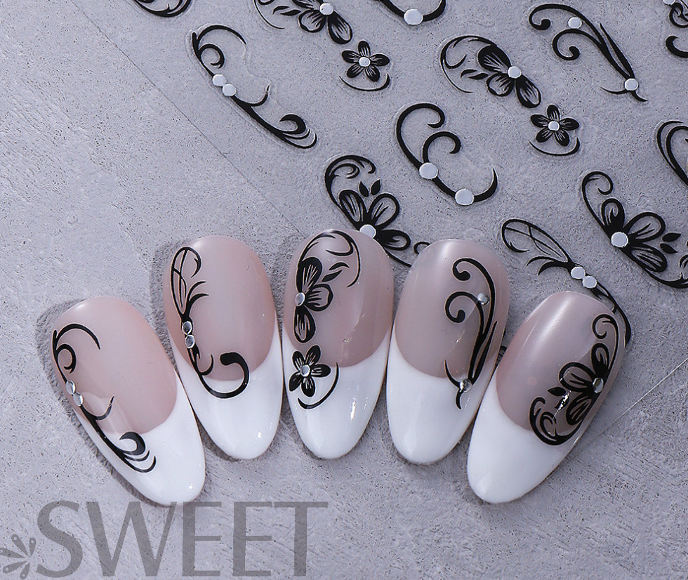 3Pcs Vine Flower Hawaiian Hibiscus Floral Nail Art Stickers Decal NS10