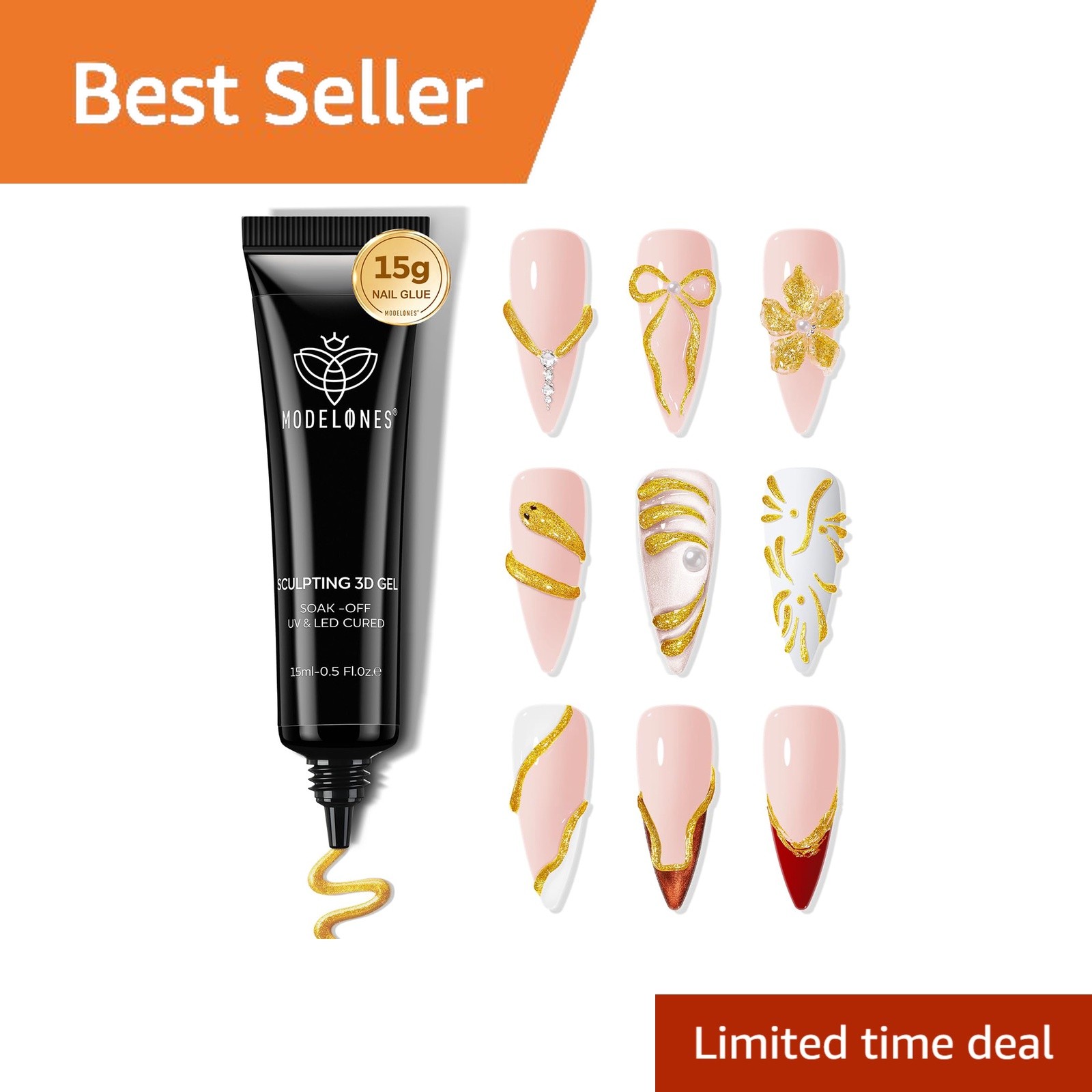 modelones Gold 3D Gel Nail Art 15g