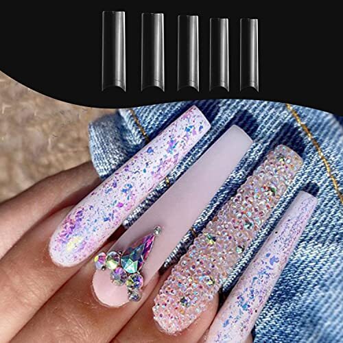 No C Curve XXL Square Nail Tips-Clear Acrylic Nails xxl Long Sqare No c curve