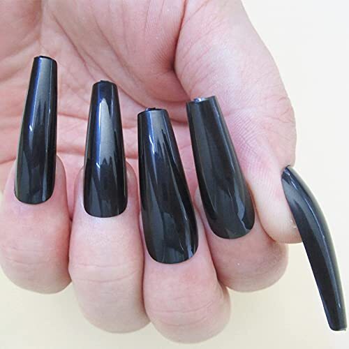 100pc Coffin False Nails Press ons Artificial Fingernails Acrylic Tips Black