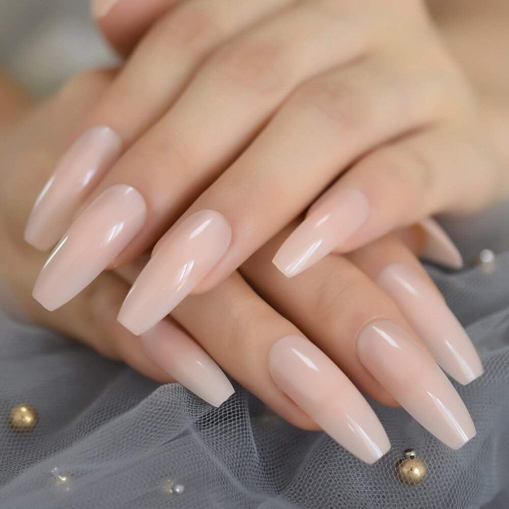 Coolnail Ombre Gradient Pink Nude White Press-On Nails Extra Long