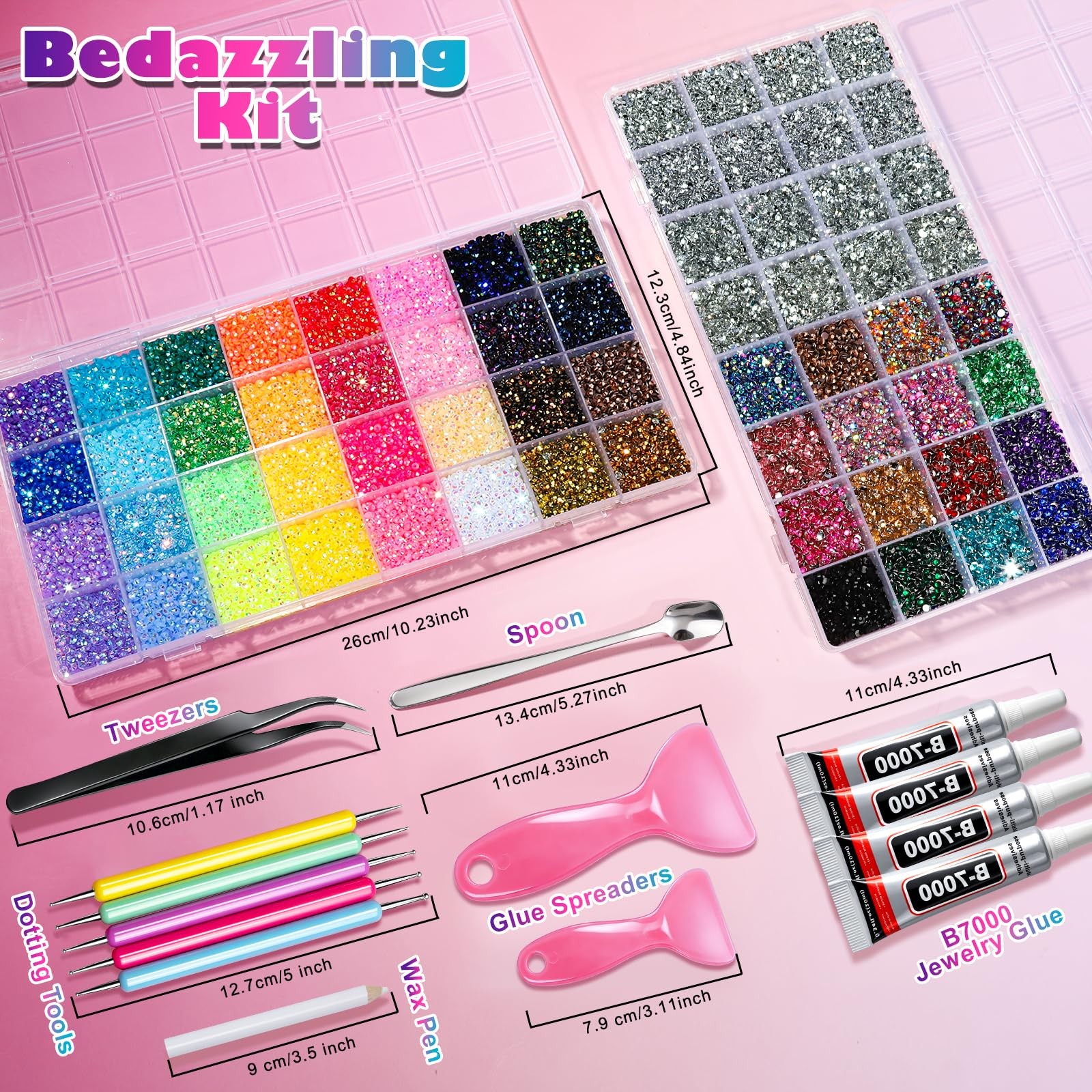 YGDZ 64 Grids Bedazzling Kit, 40000Pcs Jelly Resin Rhinestones for Diamond Ar…