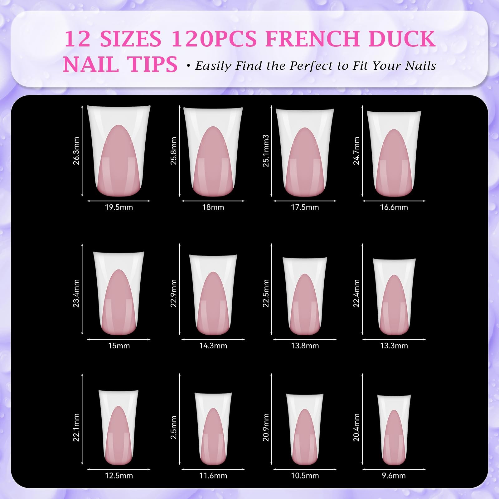 120pcs Duck Nail Tips Short Light Pink French Duck Tips Full Cover Fan Flare …