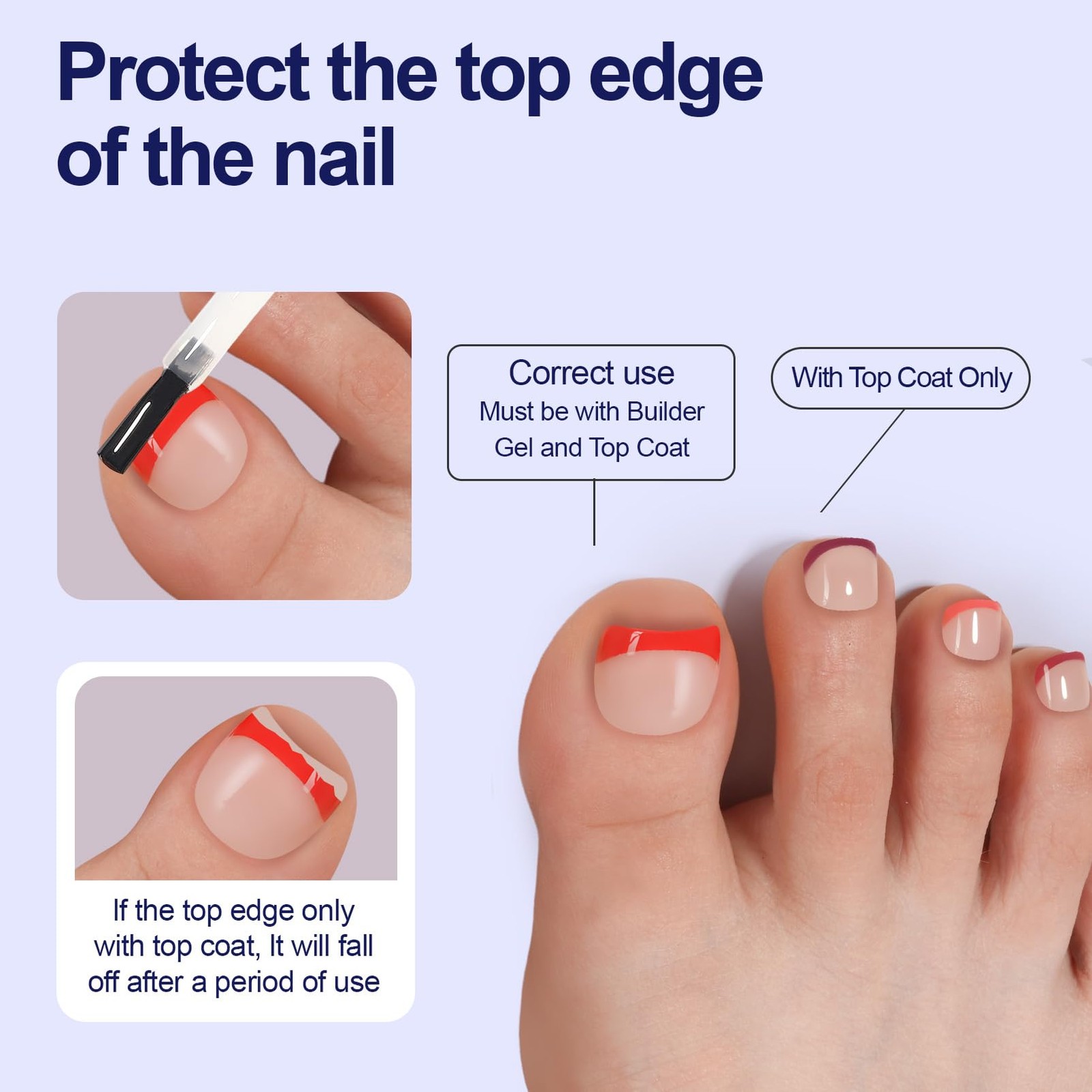 Misssix Press On Toe nails Short, 150Pcs Red French Toenail Tips, Square Soft…