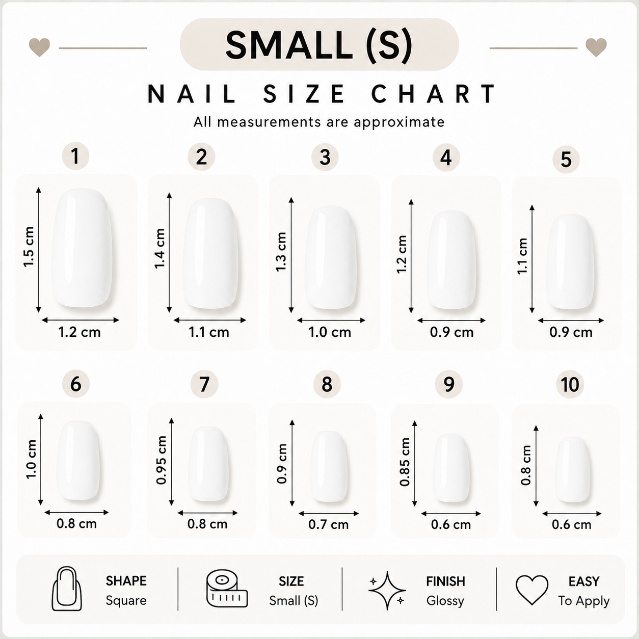 Warm Nude Kawaii Cartoon Press-On Nails – Glossy Square False Nails – Small