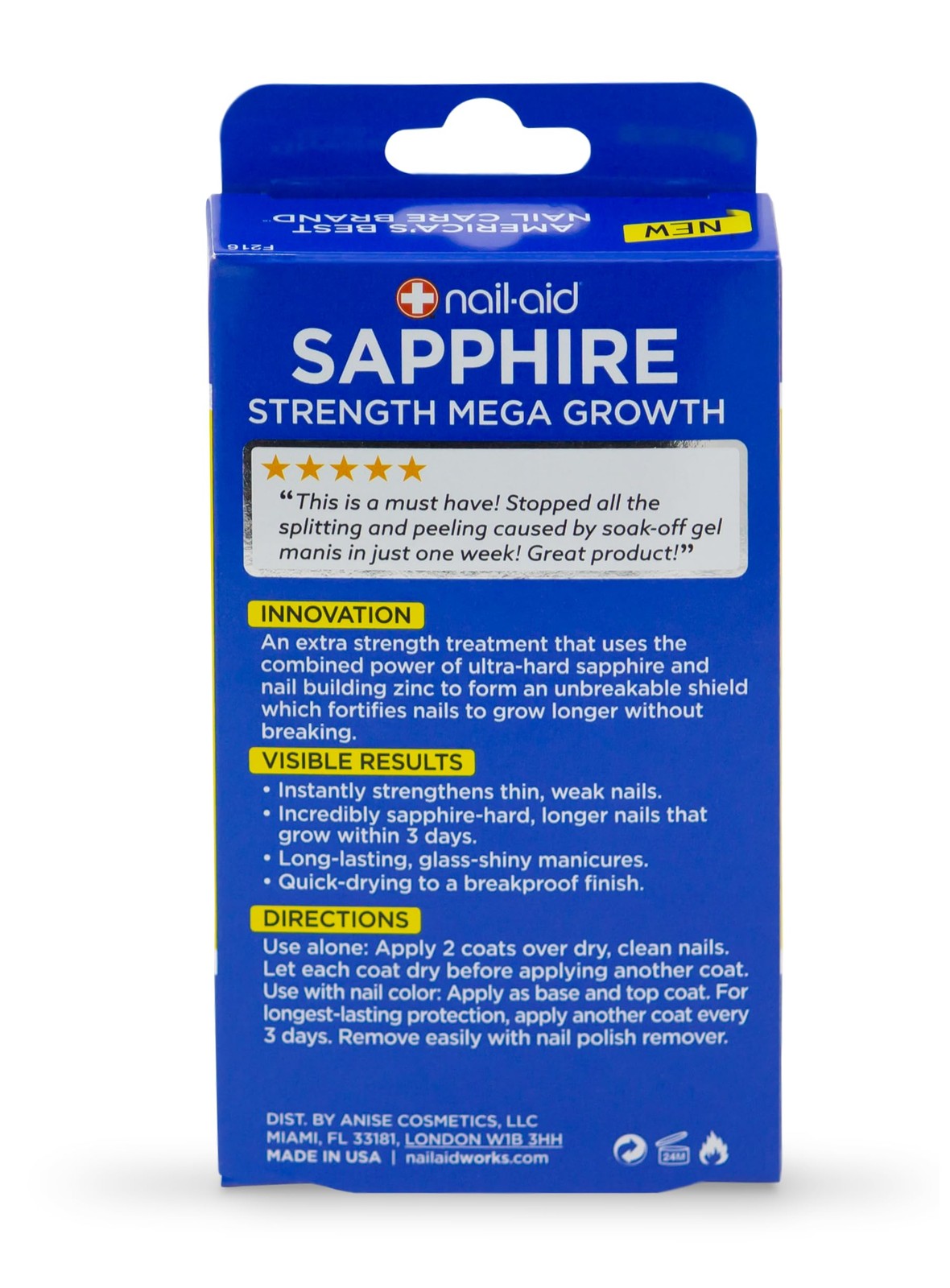 Nail-Aid Sapphire Strengthener & Mega Growth 0.55 Fl Oz (Pack of 1), Clear