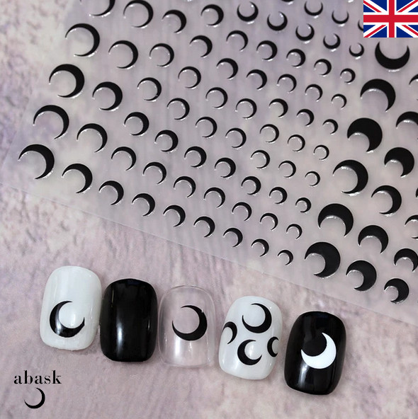Nail Stickers Crescent Moon Spring Summer Black Nail Stickers Art Festival Nails