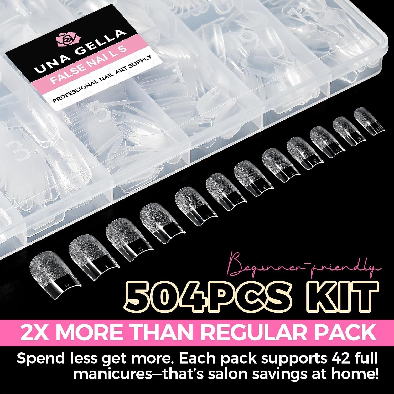 Nail Tips Square 504PCS Short Square Nail Tips Pre Etched | Gel Fake Nails Ti…