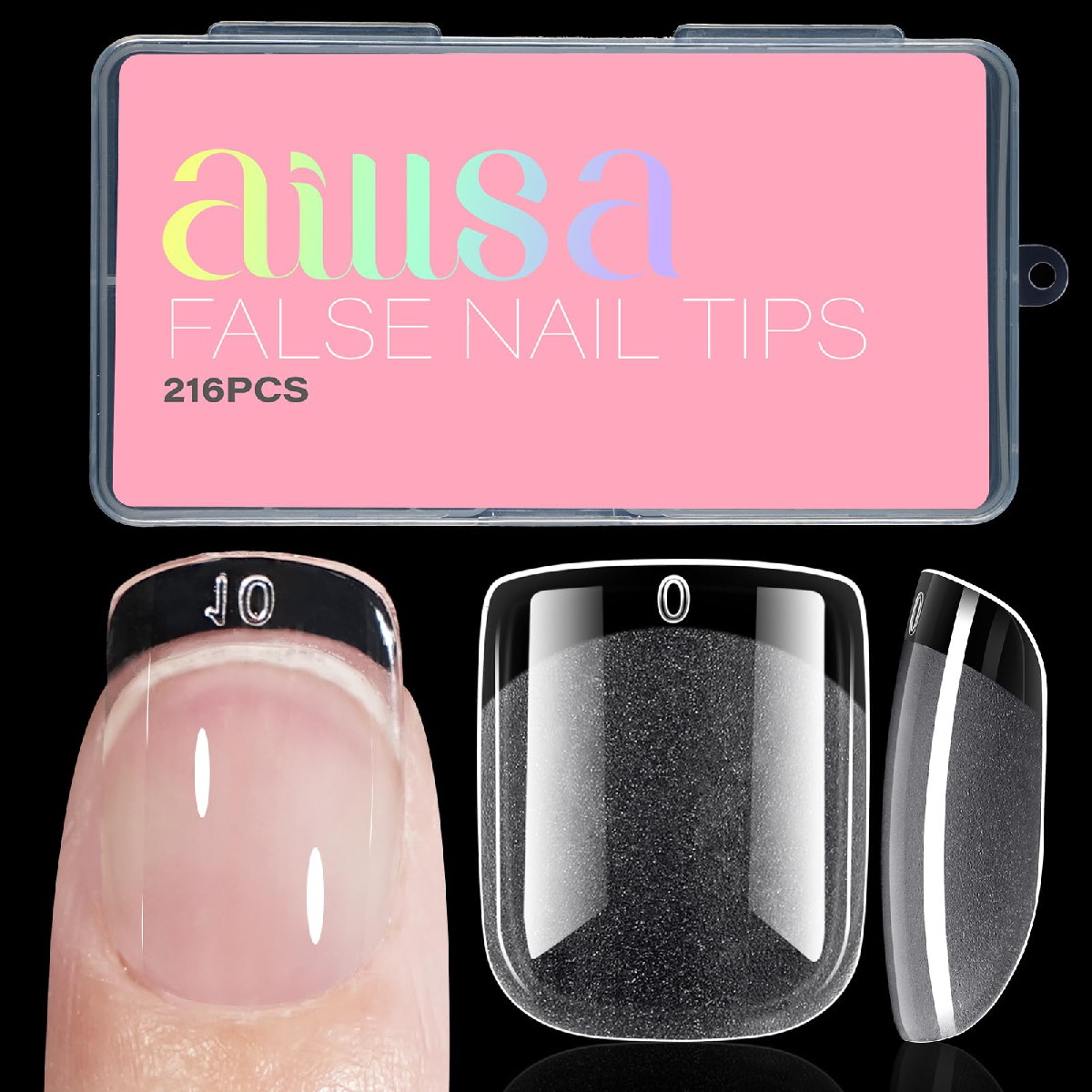 Aillsa Extra Short Square Nail Tips Full Cover Half Matte Nail Tips Clear Gelly