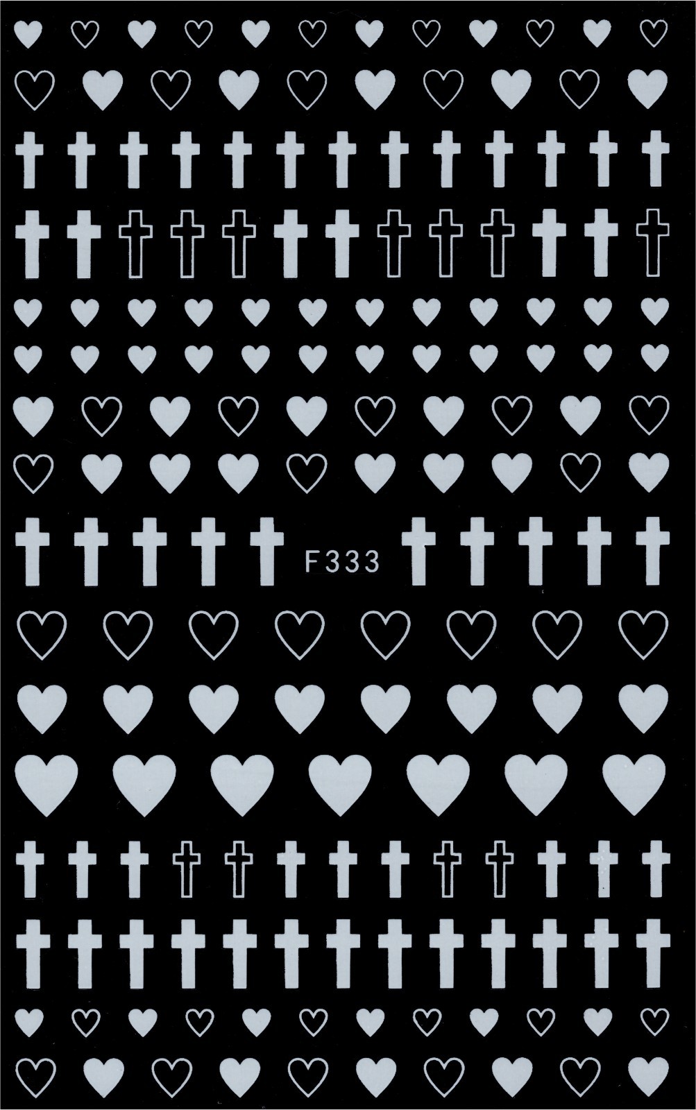 Nail Art 3D Decal Stickers beautiful white cross heart F333