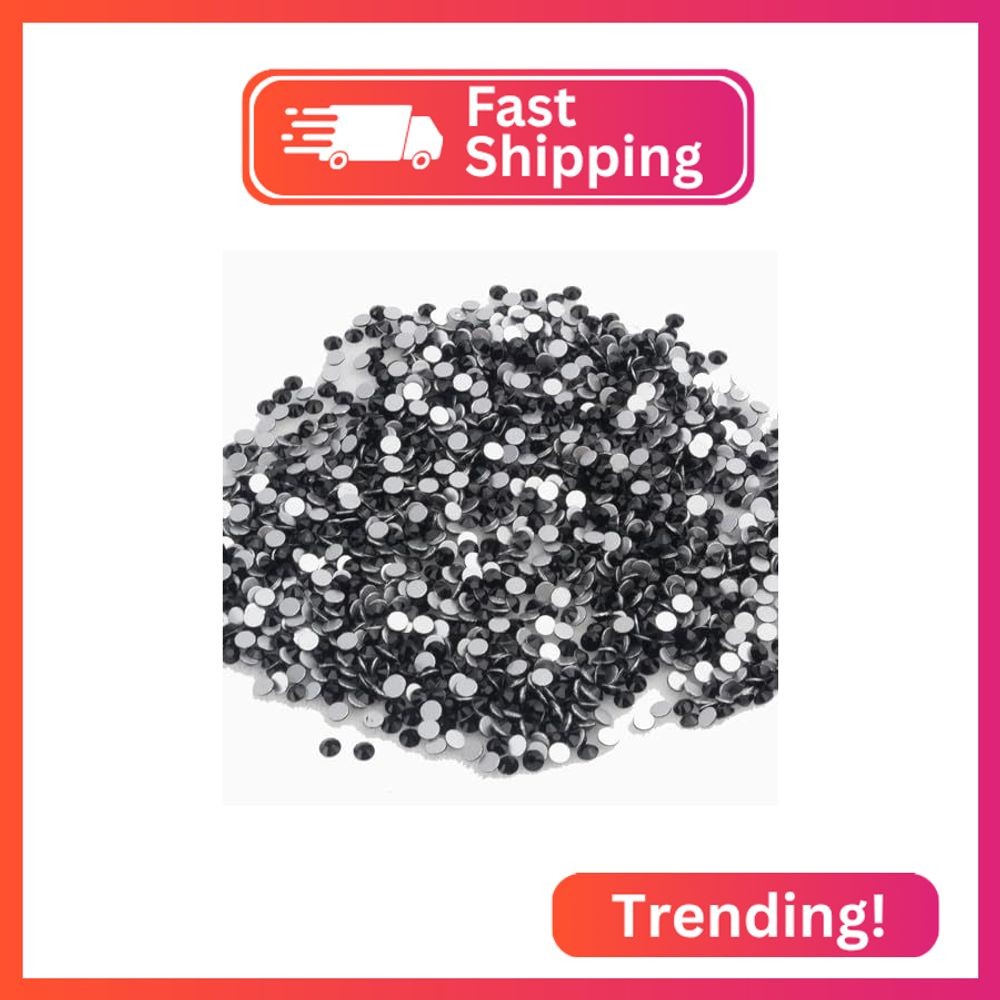 DIAO79NI Rhinestones 1440pcs SS6 Glass Nail Art Crystal Black Flatback Gemstones