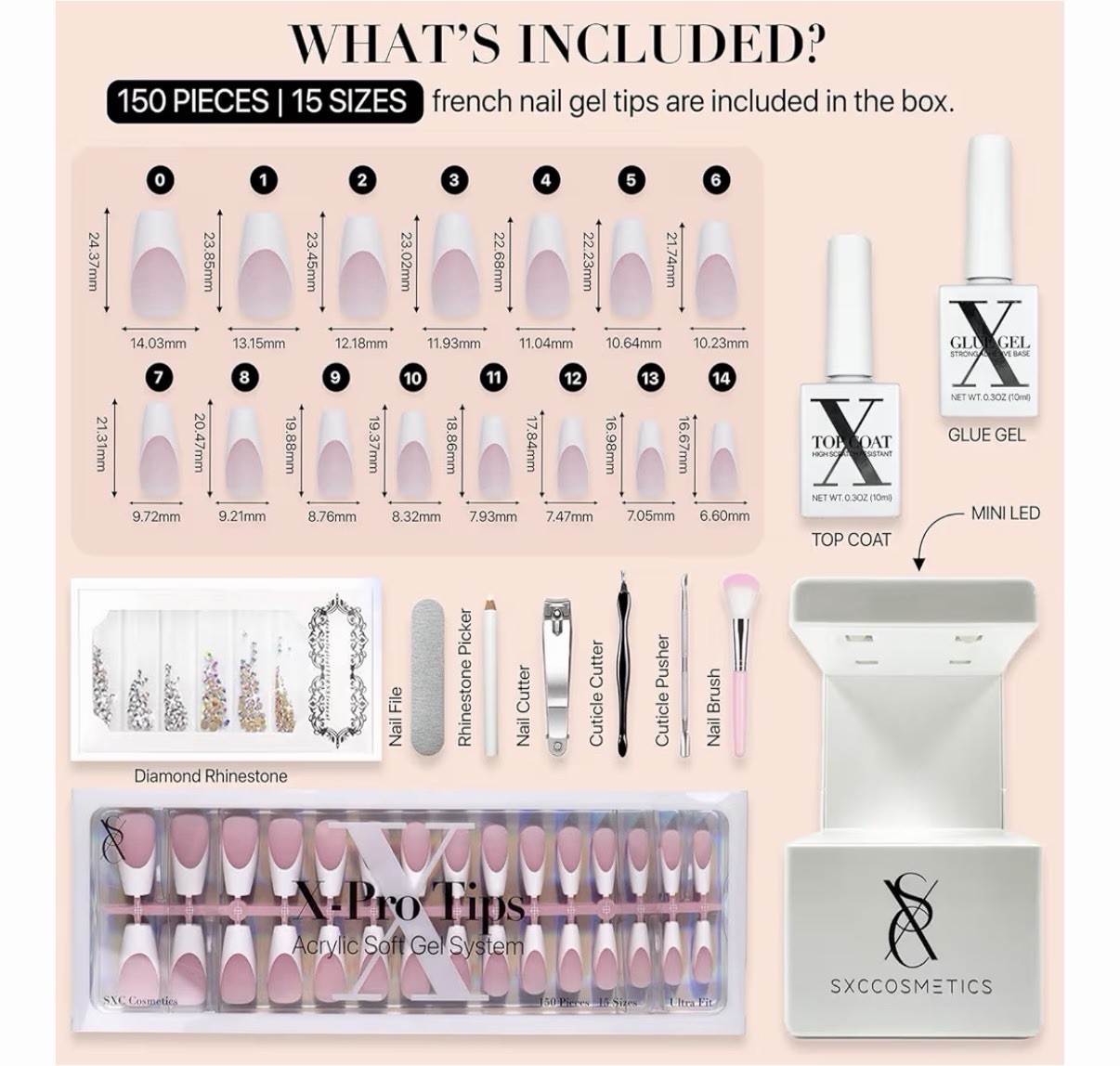Pink French Tip Press-On Nails Starter Kit – Medium Square X-Pro Tips