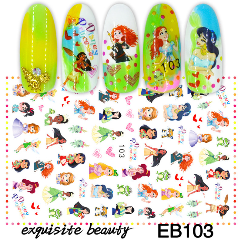 3D Disney Princess Barbie Frozen Nail Art Stickers Self-Adhesive NH26
