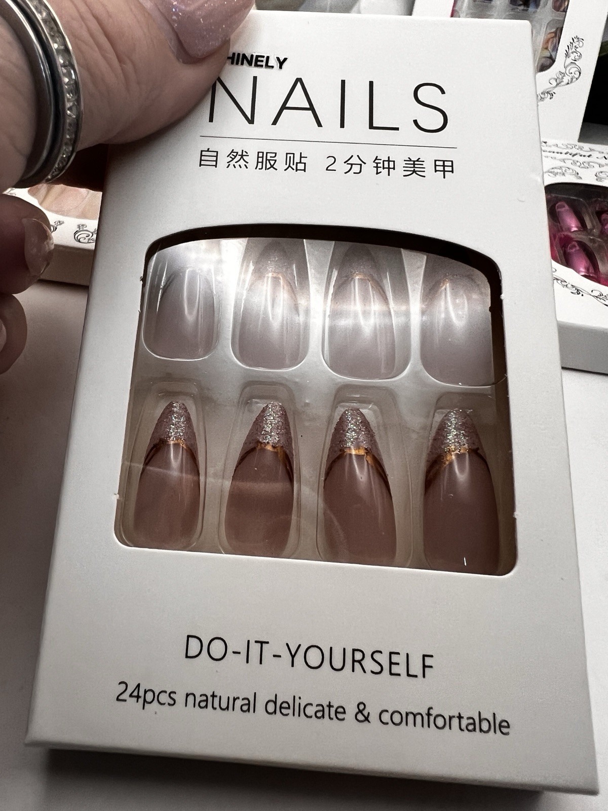 Lot Of 9 Boxes Of Press On Nails By Sheshinely New Sealed Almond Pinks Nudes