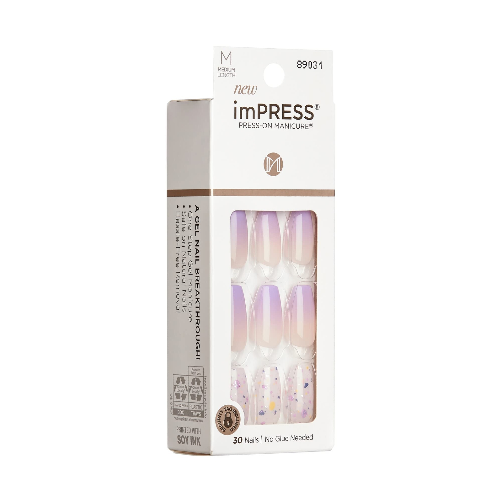 KISS imPRESS No Glue Mani Press On Nails, All I Want’, Purple, Medium, Coffin