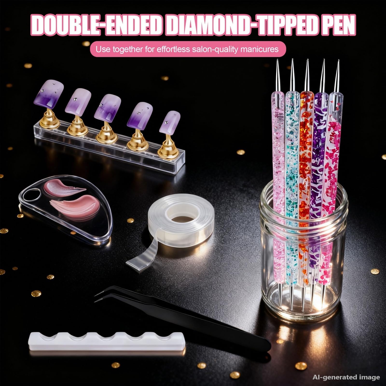 Nail Dotting Tools & Art Brushes Kit, Gel Polish Liner Pens for Nail Design & De