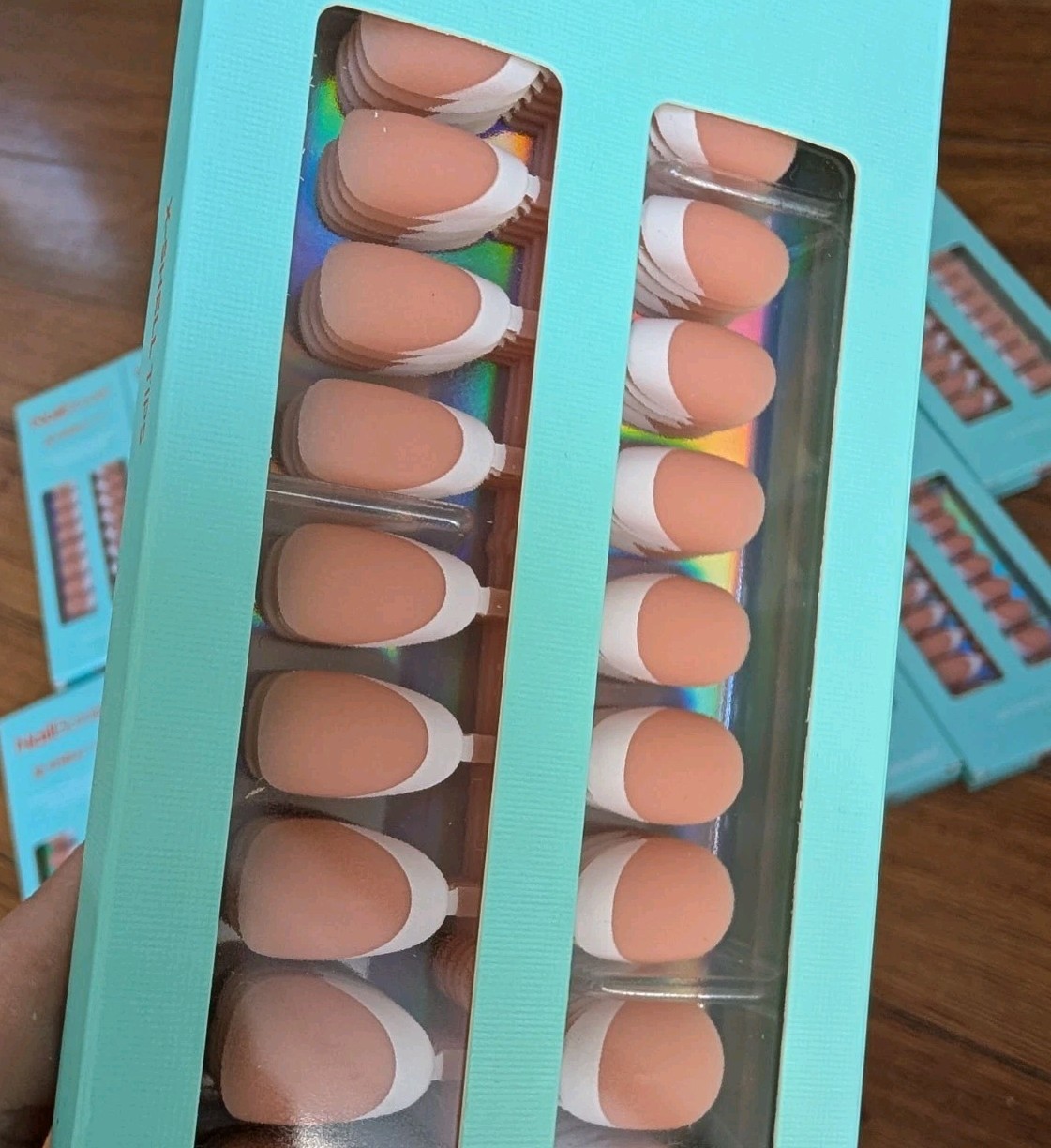 Modelones Nailboxie X-Shell Tips Full Cover French Nail Almond 15 Sizes 1950 Pcs